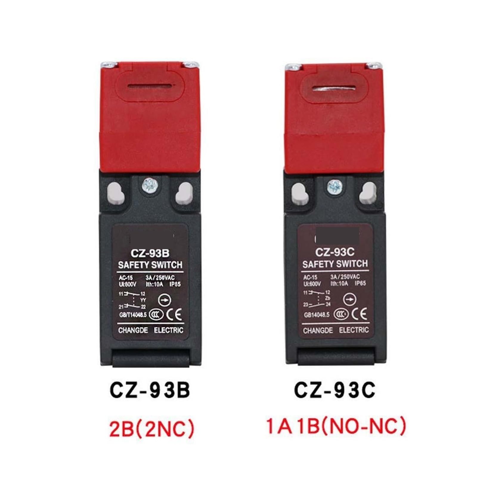 Interruptores de botón CZ-93B CZ-93C 250VAC 3A Interruptor de enclavamiento de llave de seguridad a prueba de agua Micro interruptor de límite de ahorro de energía Interruptores de puerta de seguridad