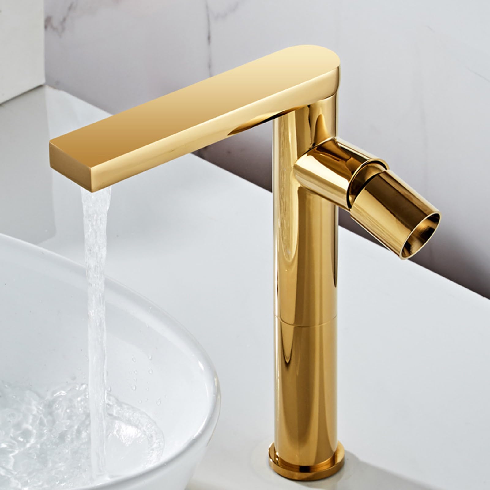 Wasserhahn Bad Mischbatterie Waschbecken Badezimmer Armatur Badezimmer Waschtisch 1 Loch Einhebel Hoch 360° Drehbar Gold