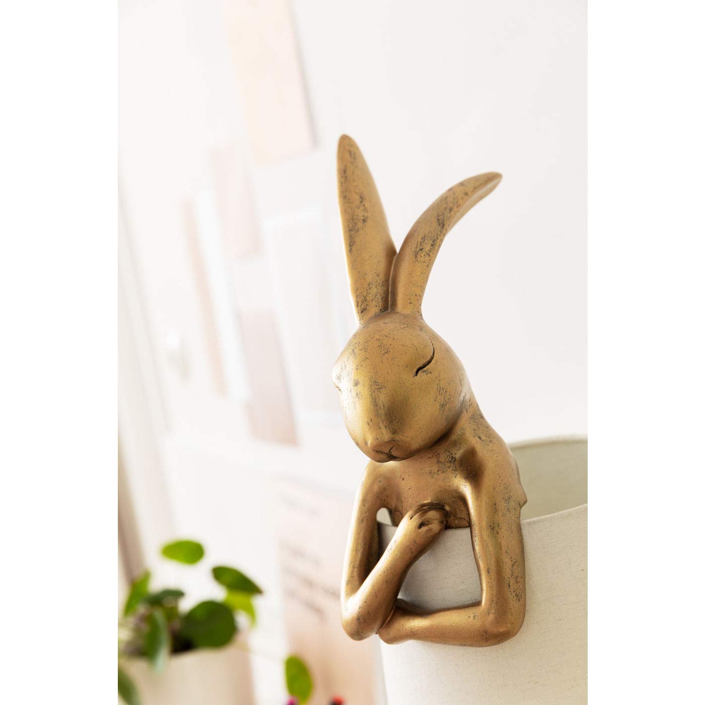 Kare Design Lámpara de mesa Animal, conejo, oro/blanco, 68cm, decoración