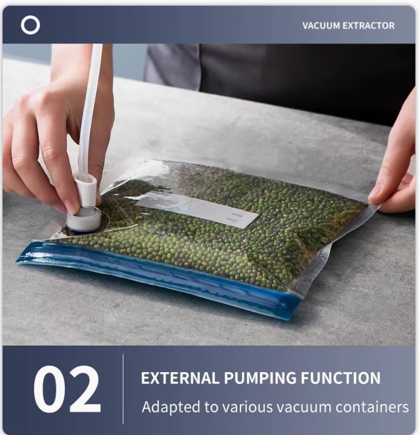 Vacuum Sealer Machine for Food with Built-In Cutter: 8-in-1 Food Sealer Vacuum Sealing for Liquid/Dry/Moist Saver,Manual/External Super Strong Suction,Countdown Display,Stainless Steel,Starter Kit - Image 8