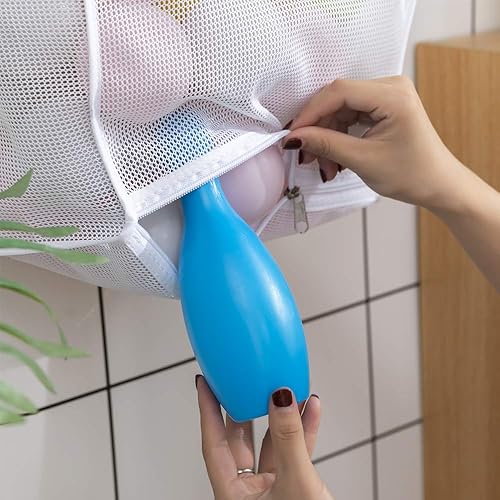Miniatura 5 de ALYER Bolsa organizadora de juguetes de baño de malla colgante, organizador grande de almacenamiento para ducha con colgador duradero (blanco)