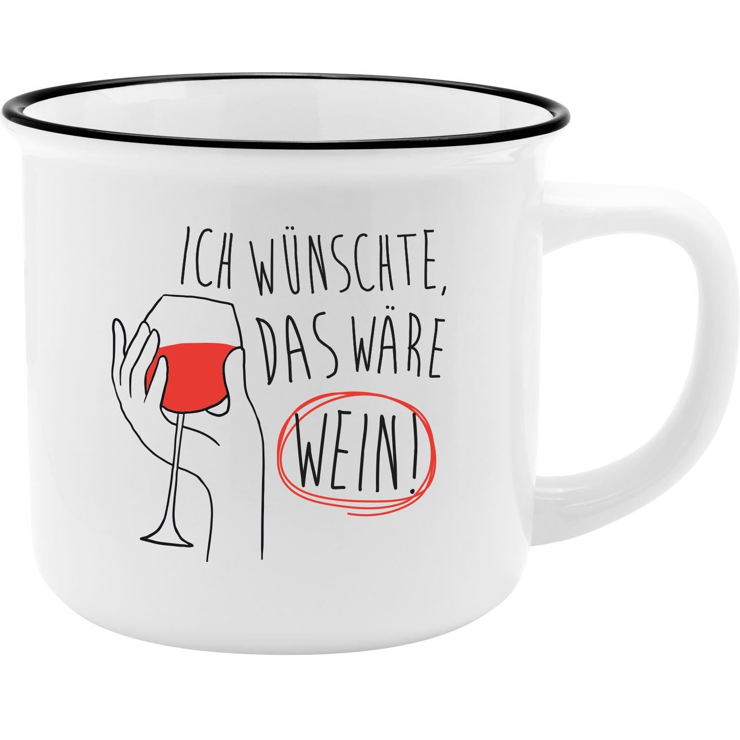 GRUSS & CO Mug with Wine Motif, New Bone China Porcelain, Enamel Look, 35 cl, Funny Gift, Breakfast, 73911