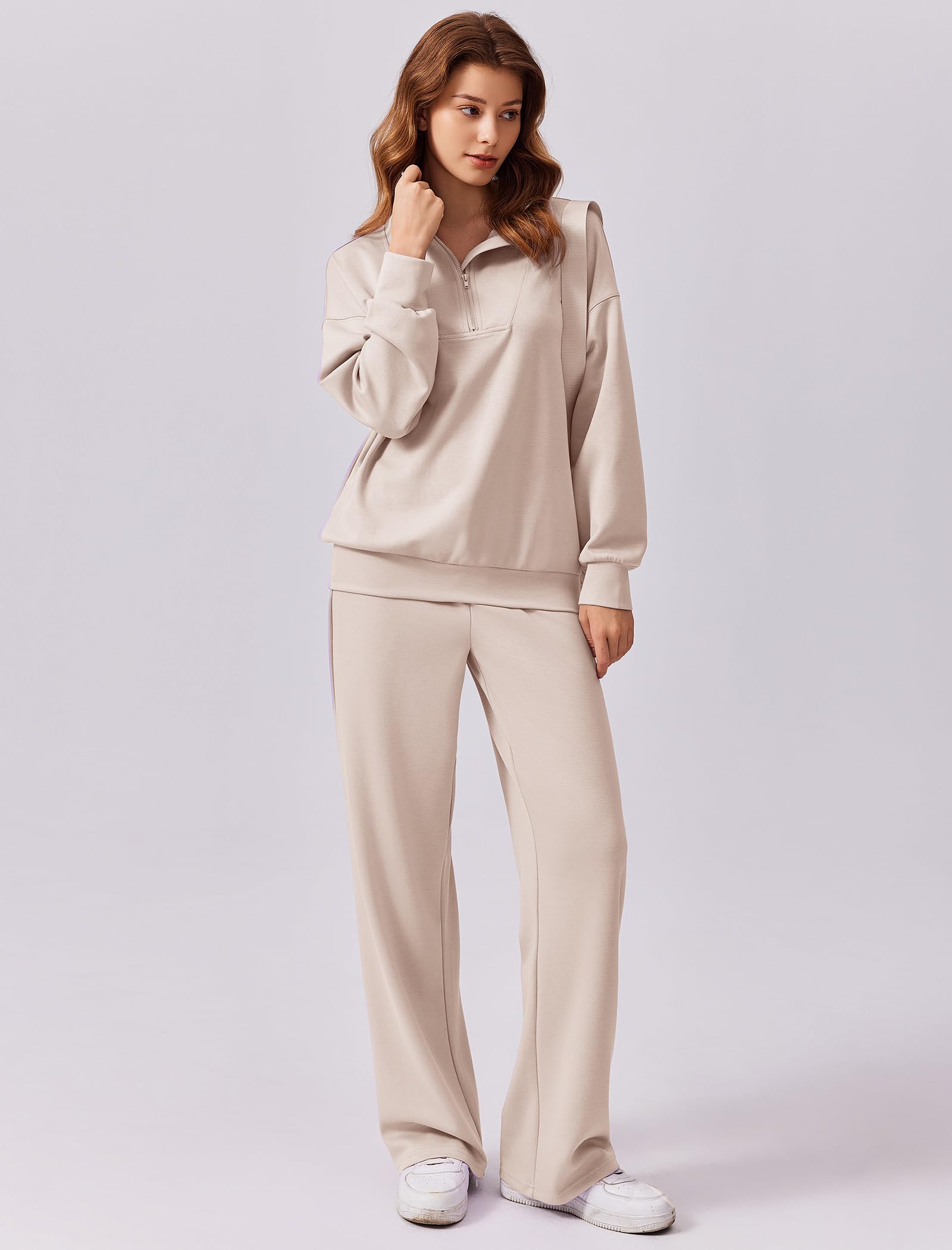 PINSPARK 2 Piece Sets for Women 2024 Fall Outfits Sweatsuit Oversized Sweatshirt Wide Leg Sweatpants Matching Set Tracksuit — view 2