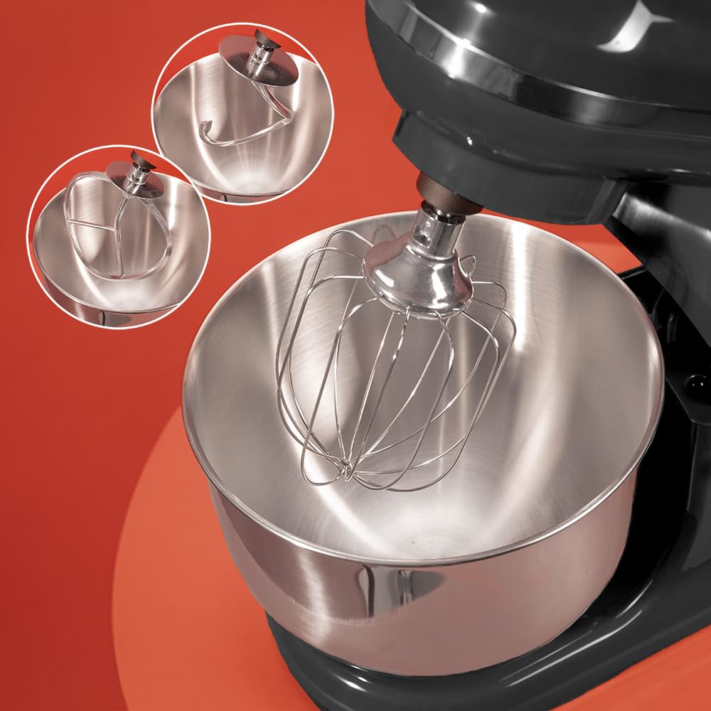 Cecotec Batidora Amasadora Cecomixer Merengue 5L 1200 Black, 1200 W en 6 Niveles, 5 Funciones, Movimiento Planetario, Diseño Elegante, Bol de Acero de 5 L y Accesorios para Batir y Amasar