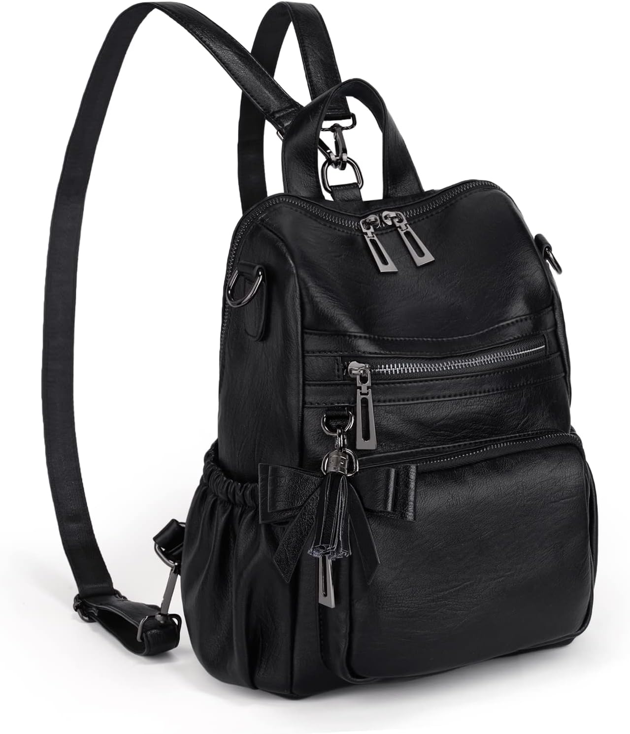 Uromee Backpack Purse for Women Small Vegan Leather Ladies Fashion Tassel Mini Travel Shoulder Bag Convertible