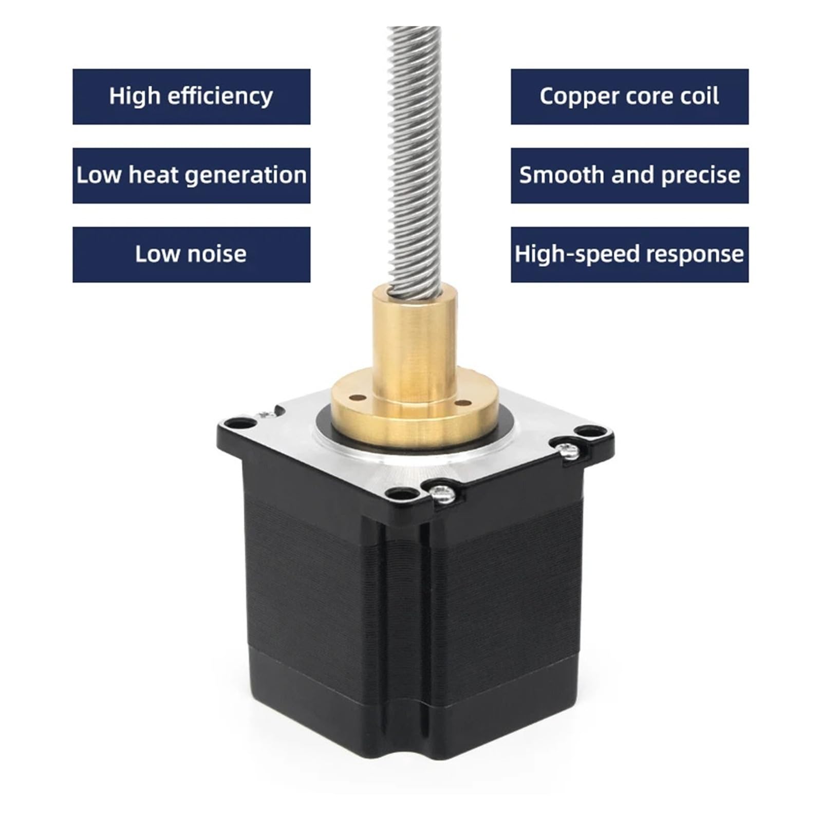 Motor Lineal Paso a Paso con Varilla roscada y Tornillo de Avance Externo híbrido