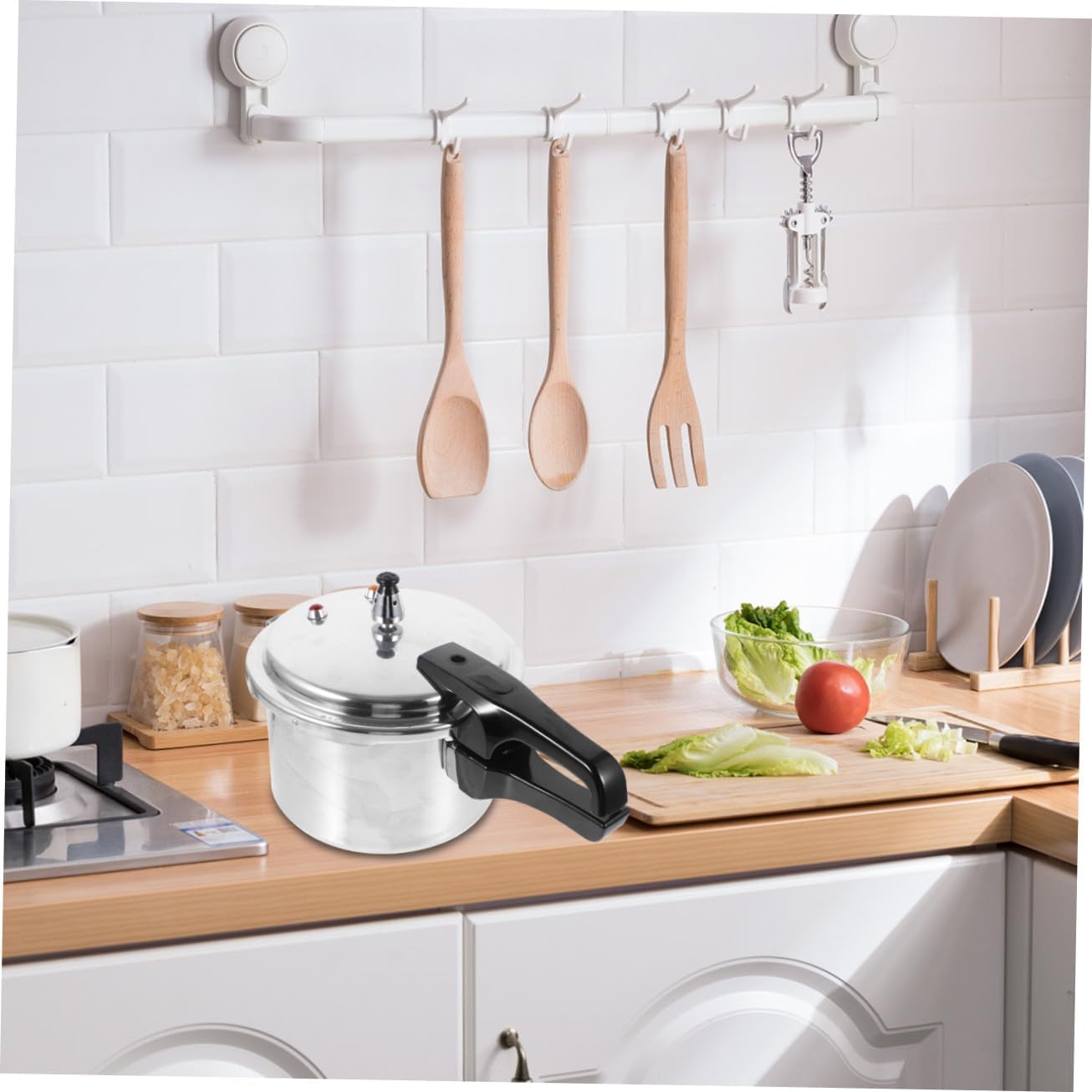 High Pressure Cooker Gas Stove Compatible Aluminum Alloy Pot with Polished Composite Bottom Household Kitchen Pressure Pot for Steaming Braising Soup Stewing Boiling