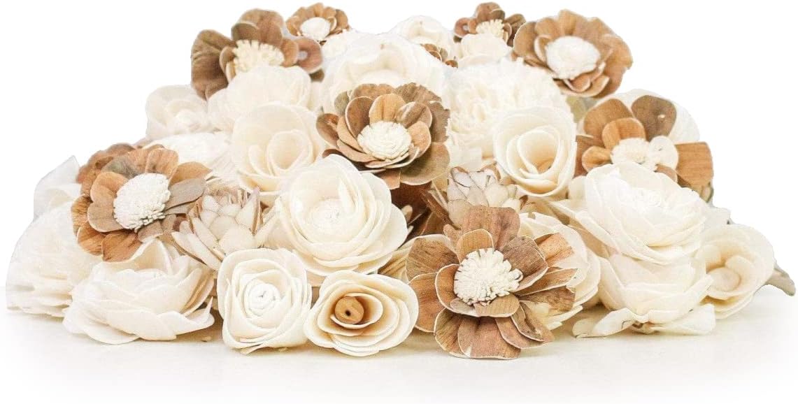 Sola Wood Flowers Mini Random Assortment - 50 pcs, Artificial Flowers for Decoration, Flower Bouquets, Centerpieces and DIY Home Decor