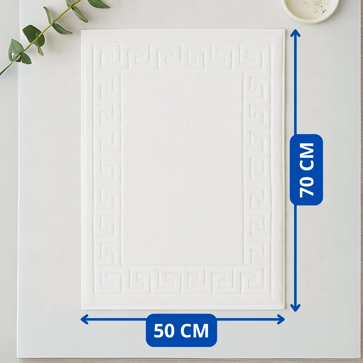 DECASATEXTIL Pack de 4 Alfombras Baño 50x70 cm - 100% Algodón Suave y Absorbente - 500GSM - 100% Algodón Suave y Absorbente - Tapete Ducha Blanco Estilo Toalla - Alfombrilla Baño