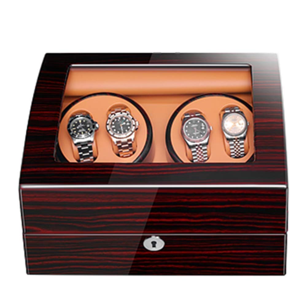 Caja para relojes automáticos rectangular con rotor giratorio de madera 7