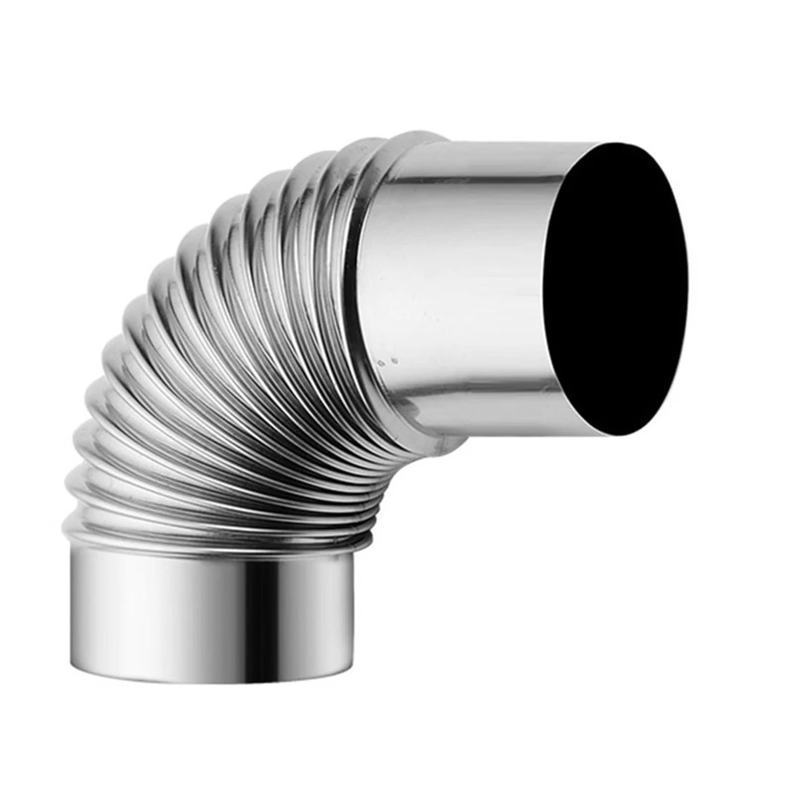 90 Degree Stove Pipe, Stainless Steel Threaded Flue Elbow Chimney Pipe Silver 50-100mm