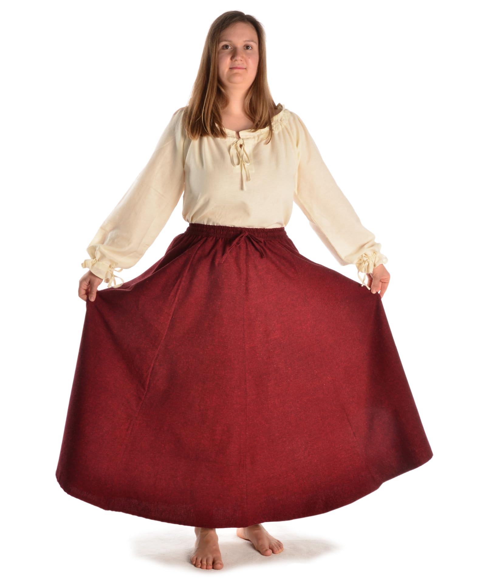 HEMAD Medieval Skirt - Duzabel - Long - Pure Cottton - LARP Clothing - Red XXL/XXXL