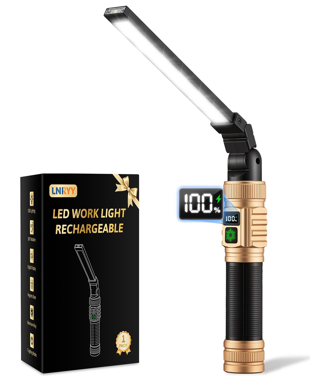 LNRYY Rechargeable Magnetic LED Work Light/Flashlight for Mechanics