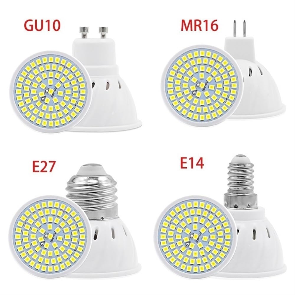 RZL Lighting, Confezione da 20 lampadine a LED E27/E14/GU10/MR16 AC220V SMD2835 Faretto a LED Lampadine for la casa(Cold White 80LEDs,GU10 220V)