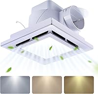 Tolery Bathroom Exhaust Fan with Color-Changing LED Light (3000K/4000K/6000K), 110 CFM Quiet 1.0 Sone, 4" Duct Ceiling Mount, Easy Install White