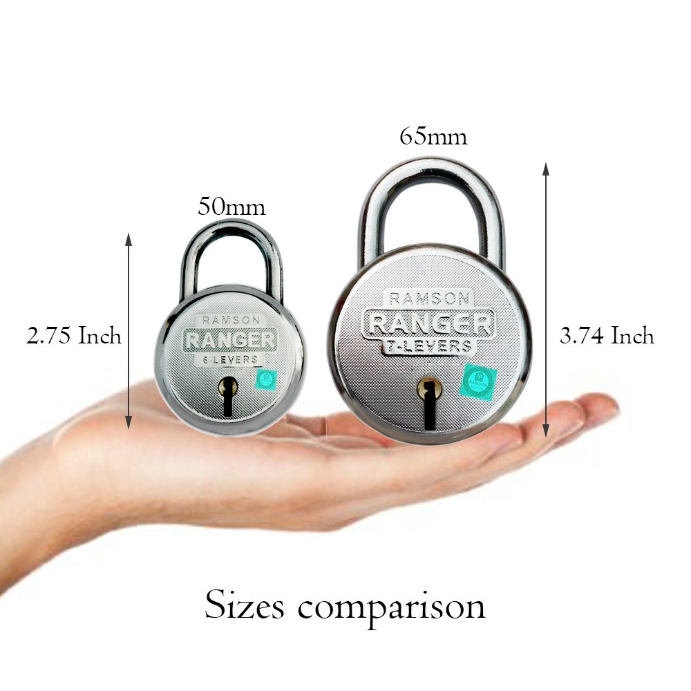 Ramson Steel Polished Finish Double Locking 6 Levers Round Lock (50 Mm, 2-inch, Silver) — Amazon image 2