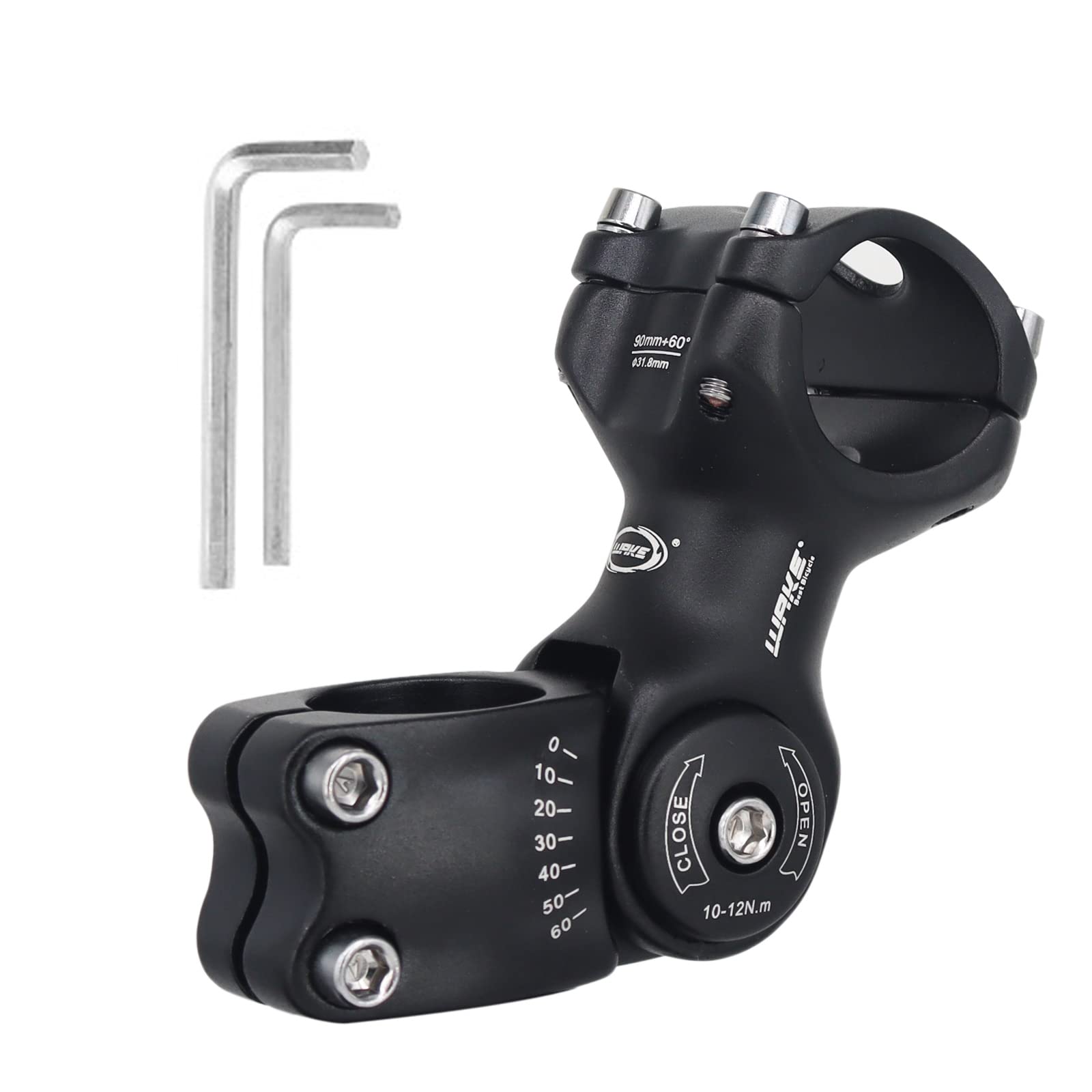 Wake Bike stem 25.4 31.8 0-60 Degree 90mm 110mm 130mm，Bike Adjustable stem for Mountain Bike, Road Bike, MTB, BMX, Cycling