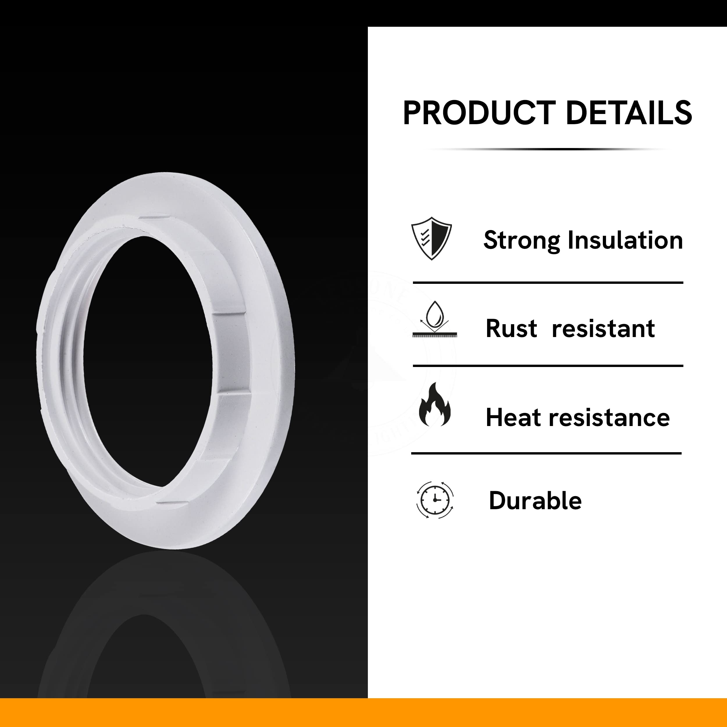 LEDSone Confezione da 2 adattatori per anello con collare per paraluce bianco E27 Portalampada collegato a vite e realizzato in plastica.