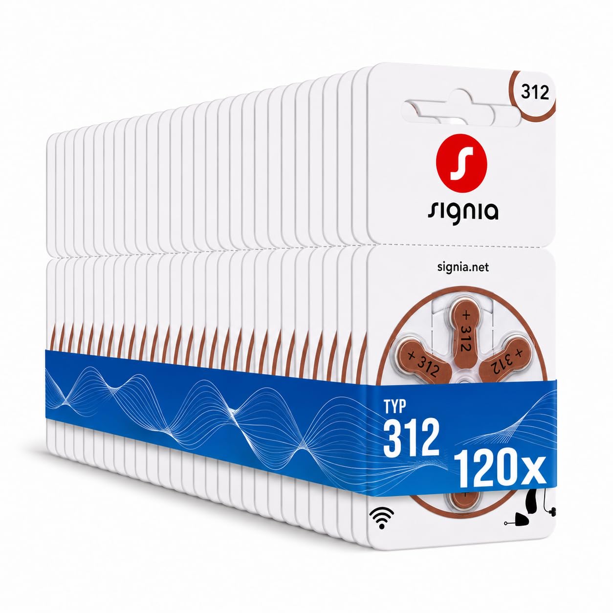 Siemens-Signia Hörgerätebatterien Typ 312 (braun) 120 STK. Vorteilspack