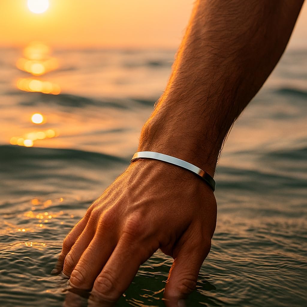 Forge & Foundry Men's Minimalist Titanium Cuff Bracelet | Versitile Unisize Waterproof | Design-Led Artisan Jewelry, from London | Ravick - Image 2