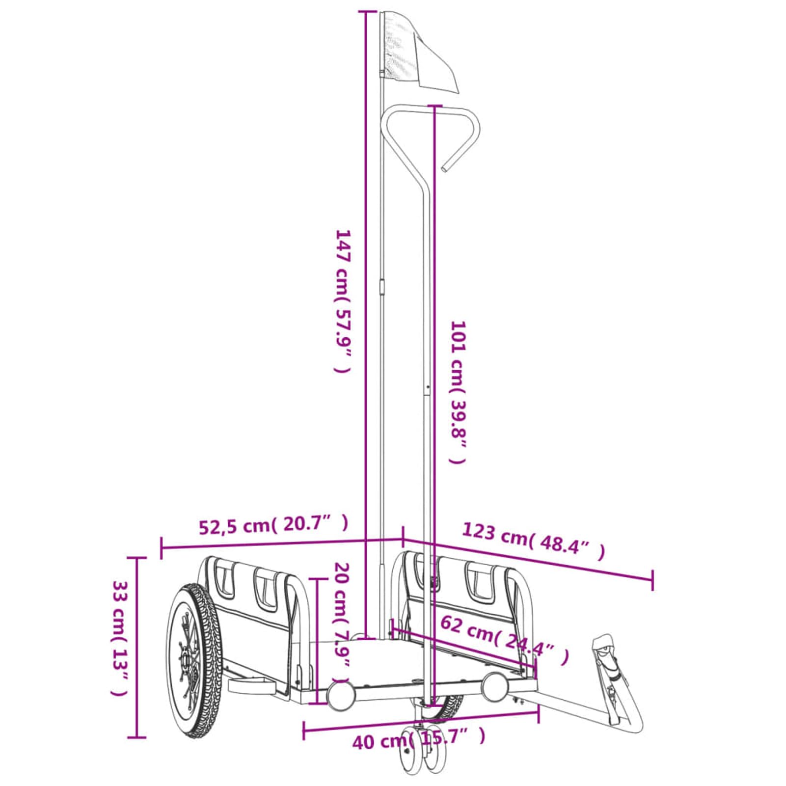 Fahrradanhänger Orange Oxford Eisen | Robust pulverbeschichtet, Ideal für Transport, ,