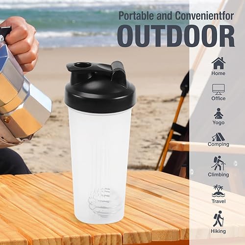 Miniatura 4 de Botella agitadora de 20 onzas, a prueba de fugas, para batidos de proteínas, botella agitadora para preentrenamiento y viajes, sin BPA y proteína