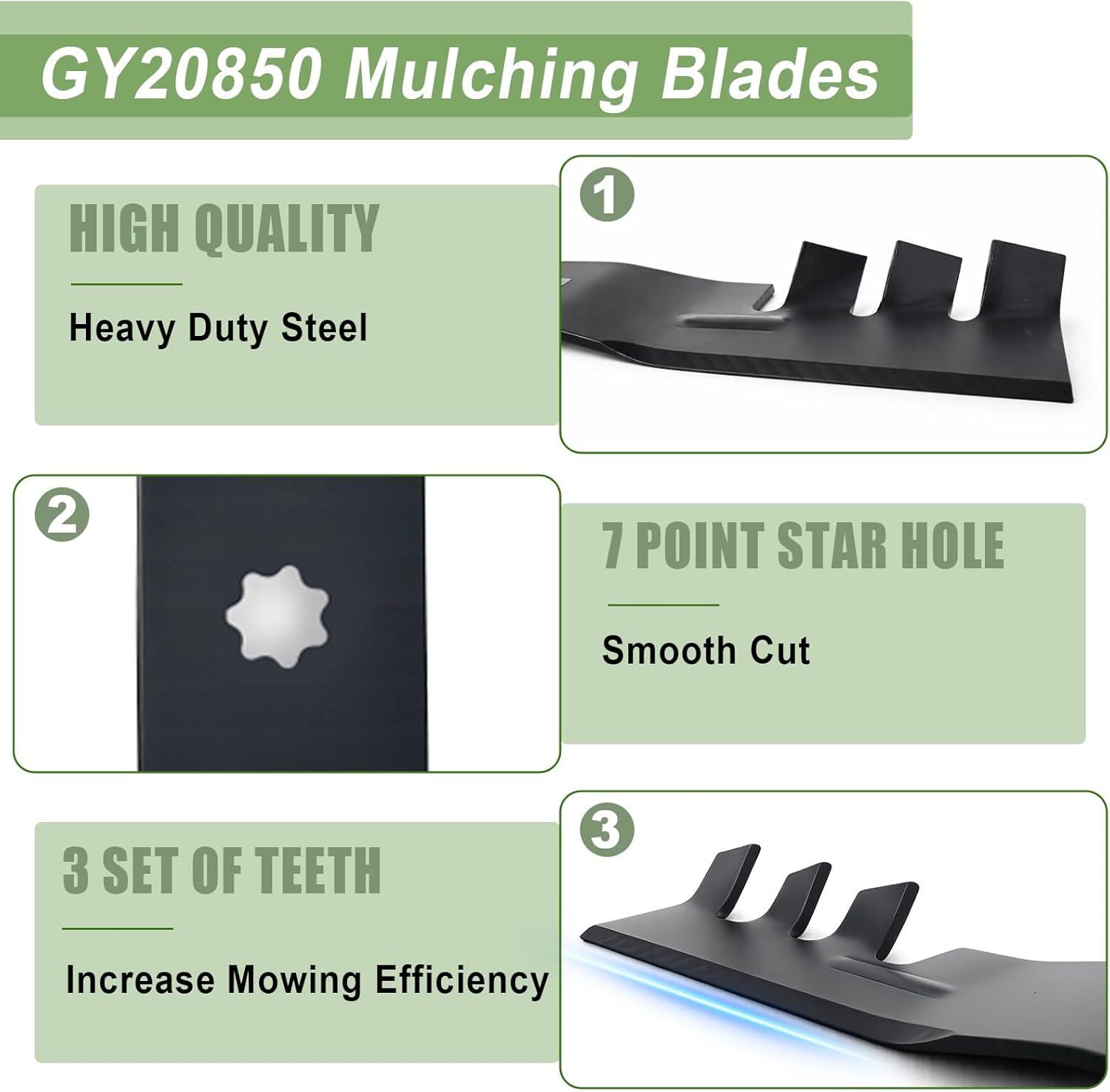 M170642 Mulching Blades Compatible with Jo-hn Deere X330 X350 X354 X370 X380 Z335M Z345M Z345R Z335E Blades Riding 42 Inch Mower Deck, Replaces for UC22008 (2 Pack)