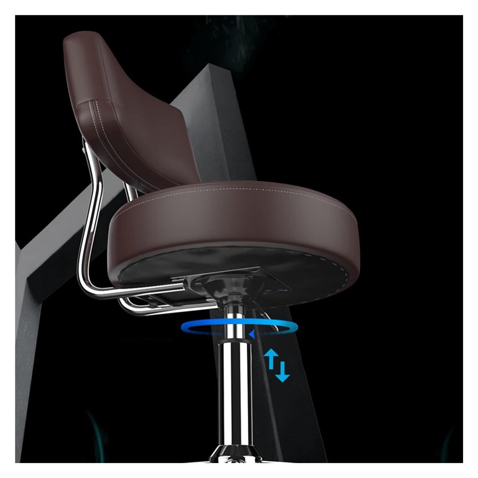 Sgabello girevole regolabile in altezza su ruote con supporto posteriore, sedia da salone in pelle PU per spa, medico, salone e ufficio domestico