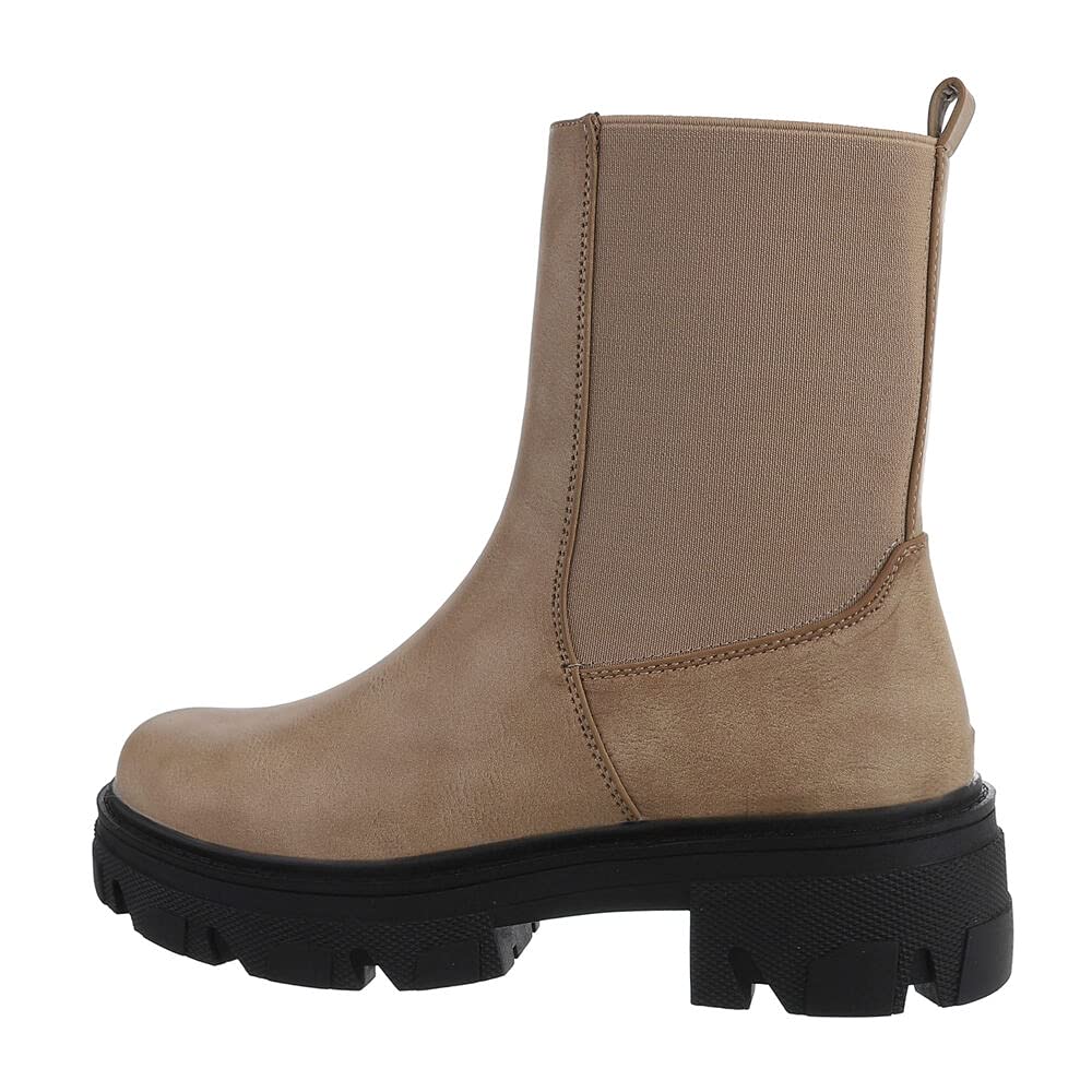 Ital Design Damen Plateaustiefeletten – Wildlederoptik, 5 Cm Absatz – Bequeme Stiefeletten Für Herbst & Winter