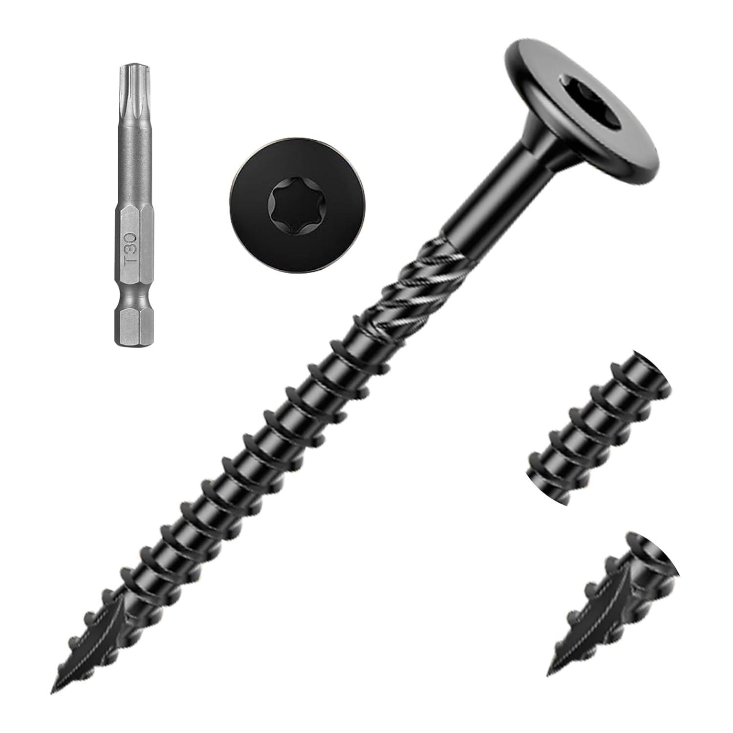 30PCS #14 x 3 Lag Screws Structural Wood Screws 3 inch, Yellow Coated Rust Resistant Heavy Duty Construction Screw Star Drive with Bit