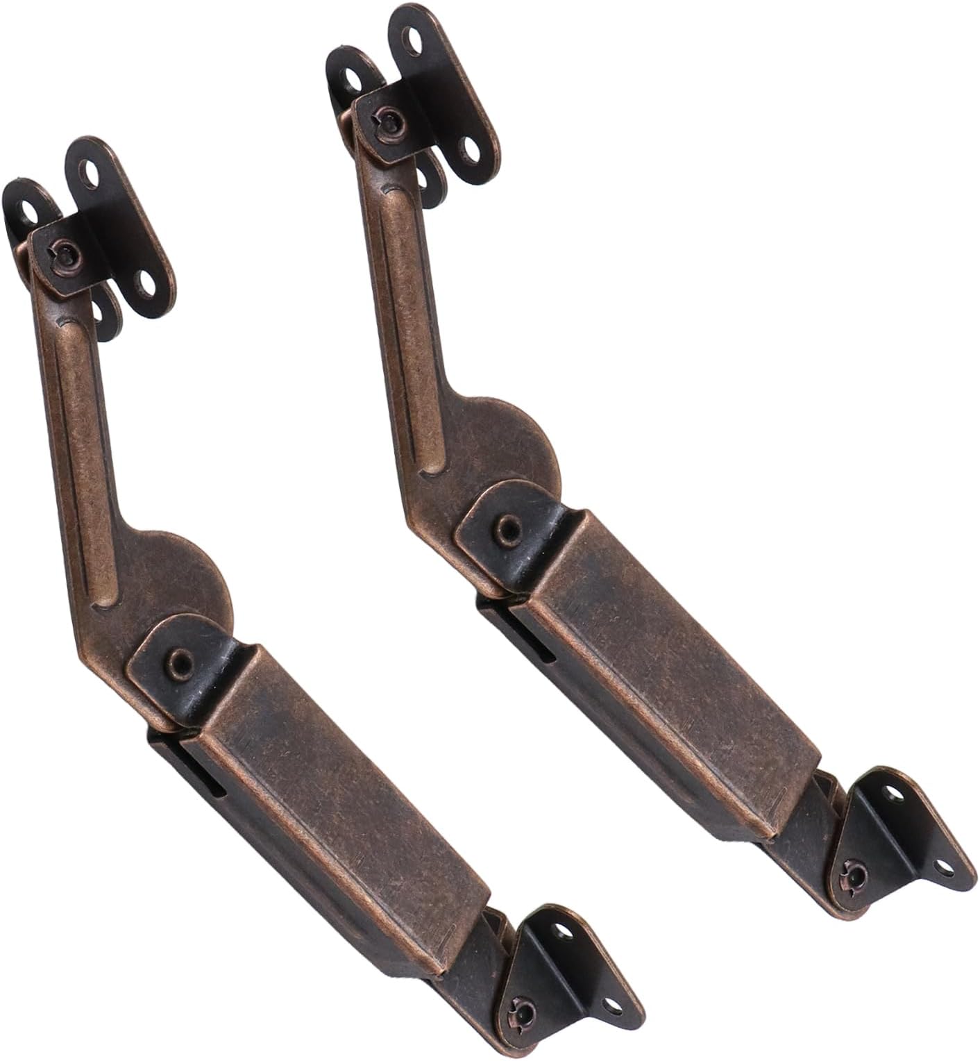 Spring Lid Support Left Right Lid Support Down Hinge Red Bronze Iron Support Box Cabinet Hardware Pack of 2 with Mounting Screws