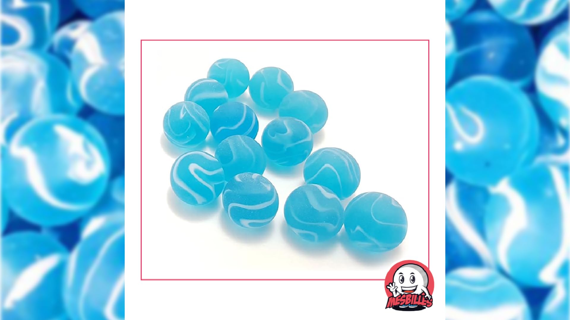 MesBilles – 30 Billes En Verre 16 Mm – Bleu Et Jaune – Sac Filet Unique