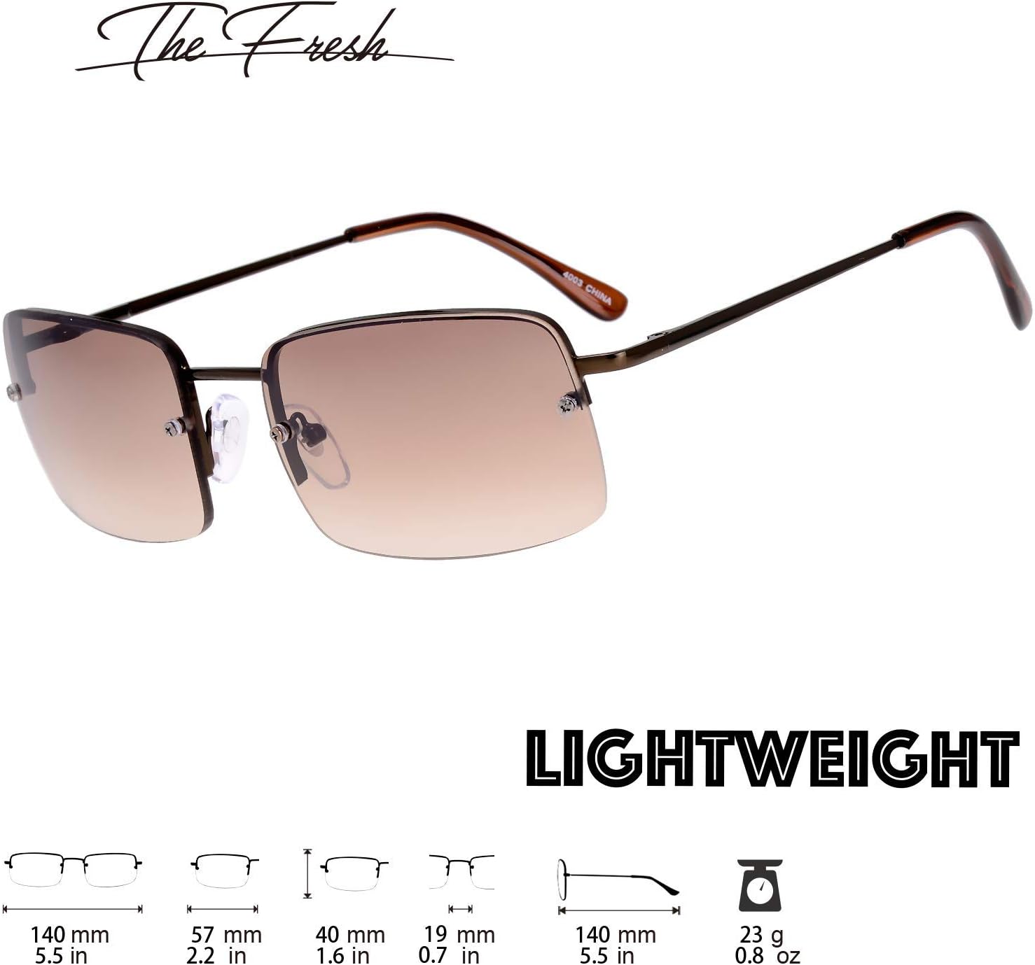 The Fresh Minimalist Small Rectangular Sunglasses Clear Eyewear Spring Hinge - Gift Box Package (302-Copper, Gradient Brown, 57) - Image 2