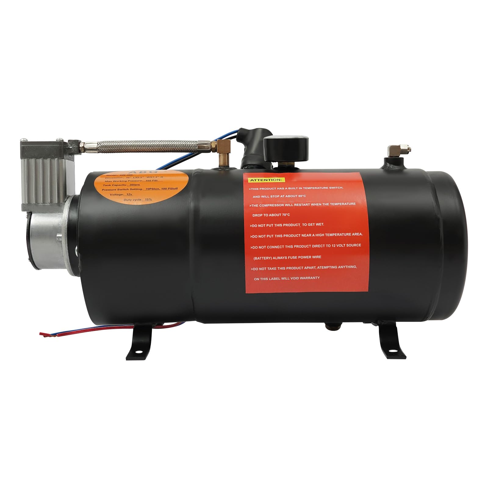 12V Luftkompressor mit 3L Tank und 2 Lufthörner Horns Zug Horn Kit 150psi Integriertes Luft Kompressor System Zughorn-Luftkompressor-Satz für Boote Autos