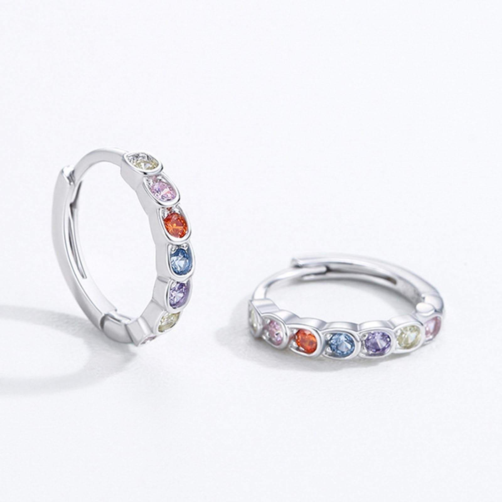 Wycian Pendientes de oro auténtico para mujer, piedras preciosas coloridas, pendientes dorados para mujer, piedras preciosas coloridas