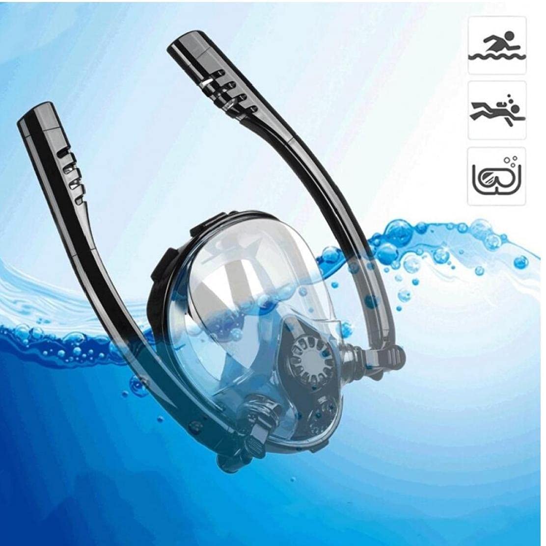 Hombres Adultos Mujeres Mascarilla Doble Respiración Tubo De Silicona Mascarillas De Snorkel De Buceo De Buceo De Buceo