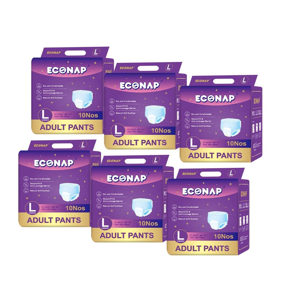 Econap Economy Adult Diaper Pants l Old age diaper( Pant Style) Unisex - 60 Count (L) with Odour control, Leak proof (Super Leak Guard),Soft waist panel and Anti - Bacterial Absorbent Core - Waist Size 100-135 cms, 40-54 Inch. (B0C7LBHJWN) Amazon Price History, Amazon Price Tracker