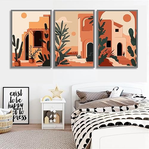 Miniatura 4 de Paquete de 6 kits de pintura por números para adultos principiantes, pintura acrílica bohemia fácil por números, kits de pintura de acuarela por