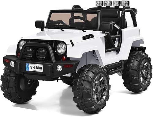 OLAKIDS Camión para niños, coche de juguete eléctrico con batería de 12 V con control remoto parental, vehículo de 4 ruedas con música, cuerno,