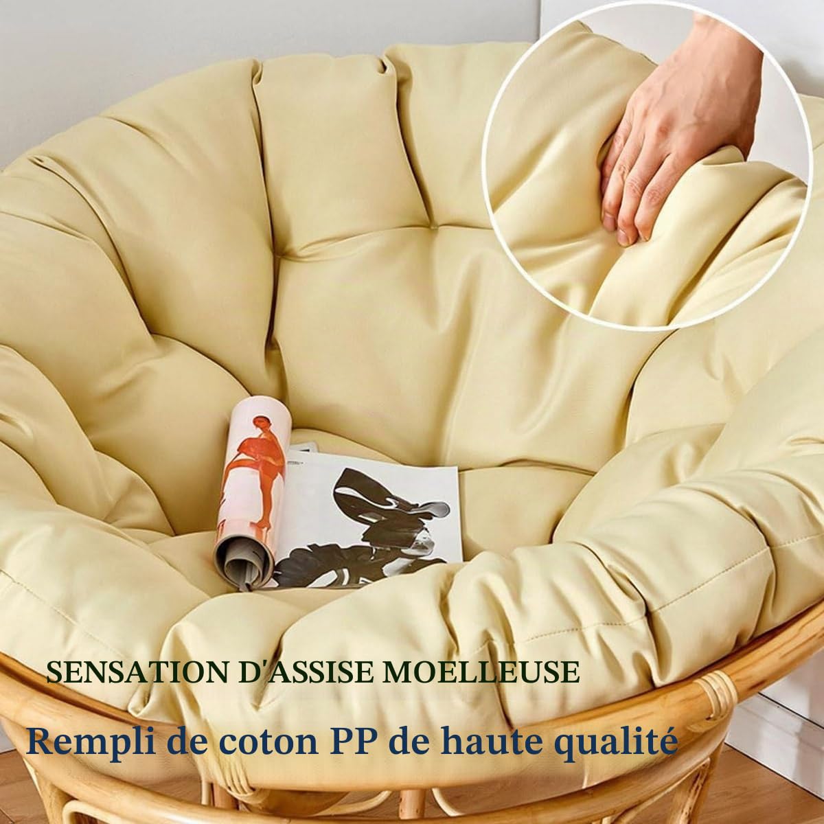 Générique Coussins de Chaise Ronds, Impermeable Coussin Chaises de Jardin Exterieur Intérieur Salon Balcon Fauteuil(Blue,80X80CM)