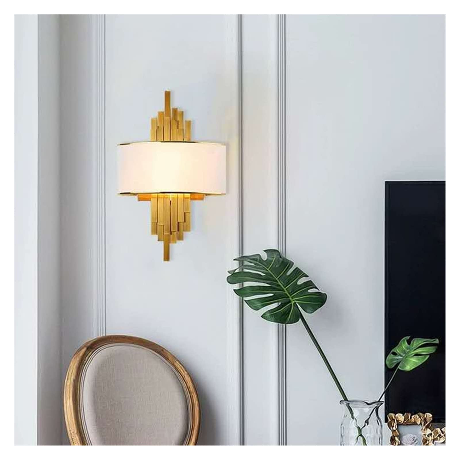 VDOQTLJT Wall lamp Modern - Lamp Living Room Dining Bedroom Decoration Light Model Bedside Gold Sconce Lights Chandeliers(White Small)