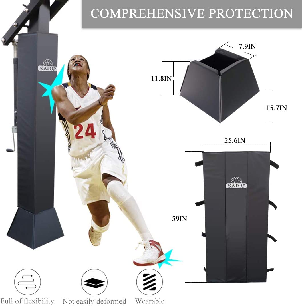 Katop Black Basketball Base Pad All-Weather Durable UV-Resistant Waterproof Basketball Base Padding for Player Protection and Safety?6x6?