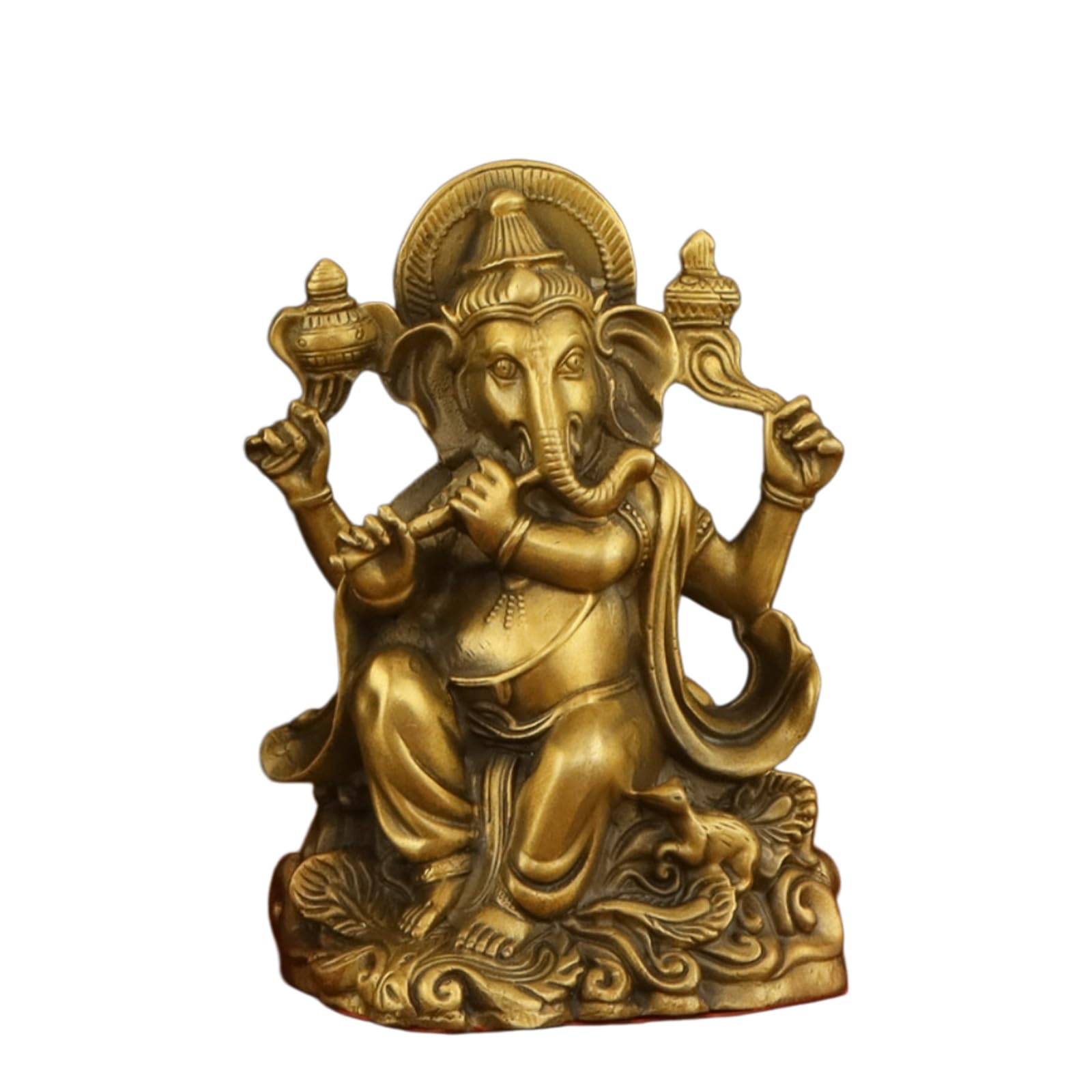 YXCQHZM Gold Lord Ganesha Statues - Copper Elephant God Figurine - Handmade Gift Decoration Ornaments for Home, Garden, Car (A)