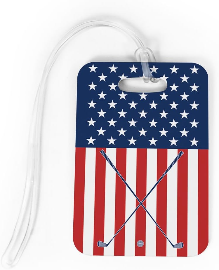 ChalkTalkSPORTS Golf Luggage & Bag Tag | USA Golfer | Custom Info on Back | Large