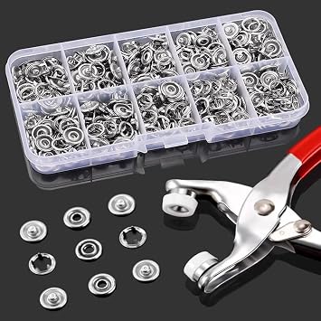 ZHUNIPINGANSnap Fasteners Kit - 100 Sets Metal Snaps Buttons with Fastener Pliers Press Tool - Perfect for DIY Crafts, Clothing Sewing, and Hats - Easy Installation for Fabric9.5mm / 400 PCS