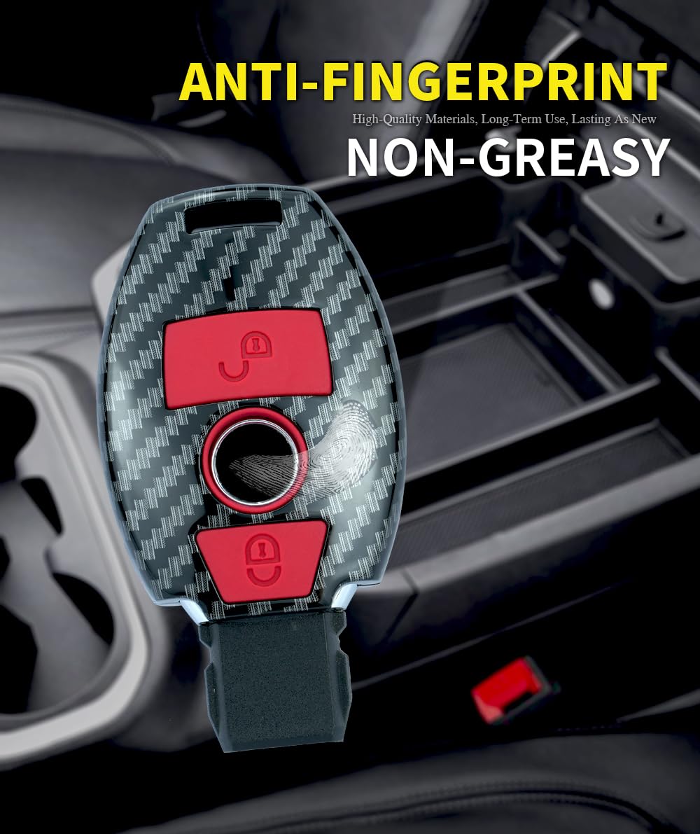 Portachiavi In Pelle Per Mercedes Con 3 Pulsanti | Custodia Protettiva Per Chiave Auto (modelli A B C E G K R S AMG CLA GLA) – Rosso