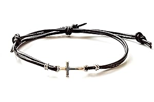 Adjustable Christian Cross Bracelet, Leather Braided Bracelet for Women, Men, and Kids