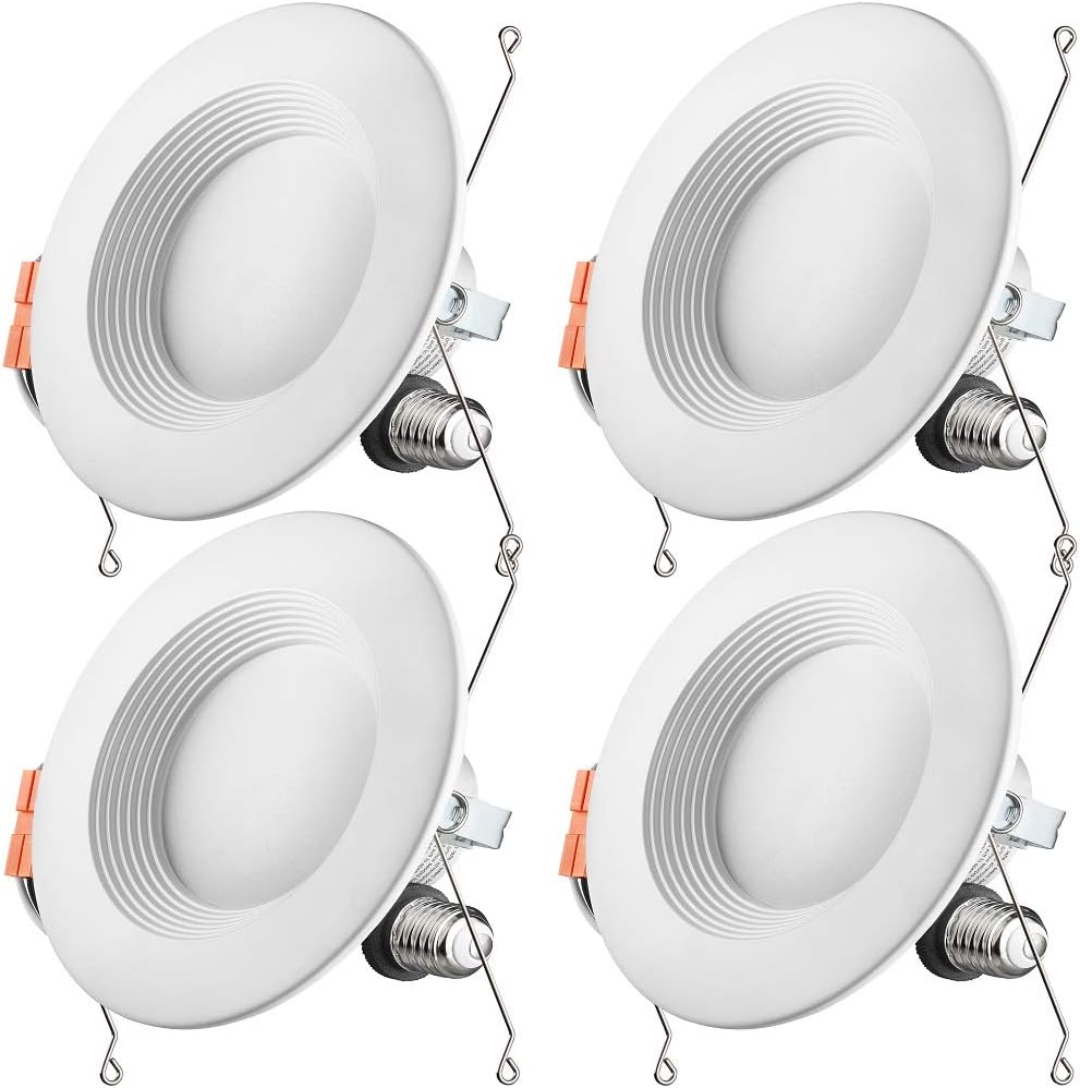5/6 Inch Dimmable LED Recessed Light Fixture,15W(100w Replacement) 1100 Lumens(CRI90) Daylight 5000k,LED Downlight Retrofit Kit Pack of 4