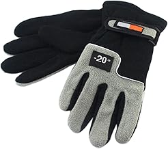 Demiawaking 1 Paio Guanti Moto Invernali in Pile Guanti Invernali da Ciclismo Antivento Guanti Termici Invernali per Sci, Moto, Bici, Campeggio, Viaggi, Escursioni (Grigio+nero)