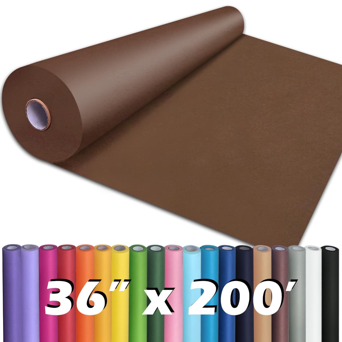 PerkHomy 36" x 2,400" (200') Coffee Kraft Paper Roll for Craft Bulletin Board Paper Art Table Covering Crafting Gift Wrapping Bouquet Packing Parcel 80GSM 55LB (Coffee, 36" x 200')